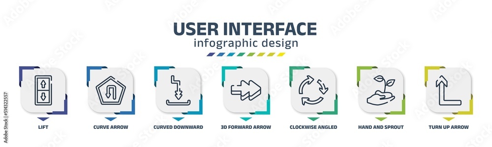 user interface infographic design template with lift, curve arrow ...