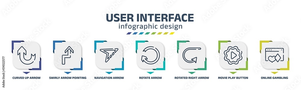 user interface infographic design template with curved up arrow, swirly ...