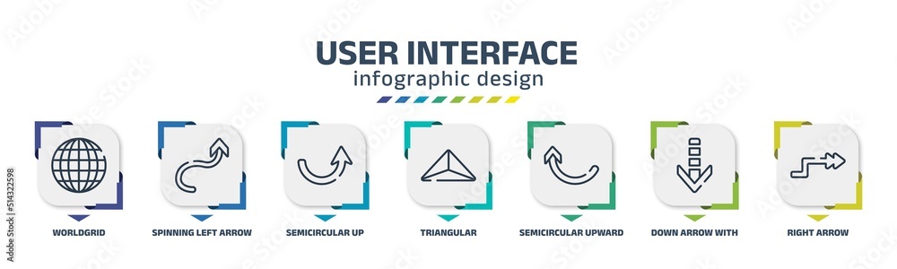 user interface infographic design template with worldgrid, spinning ...