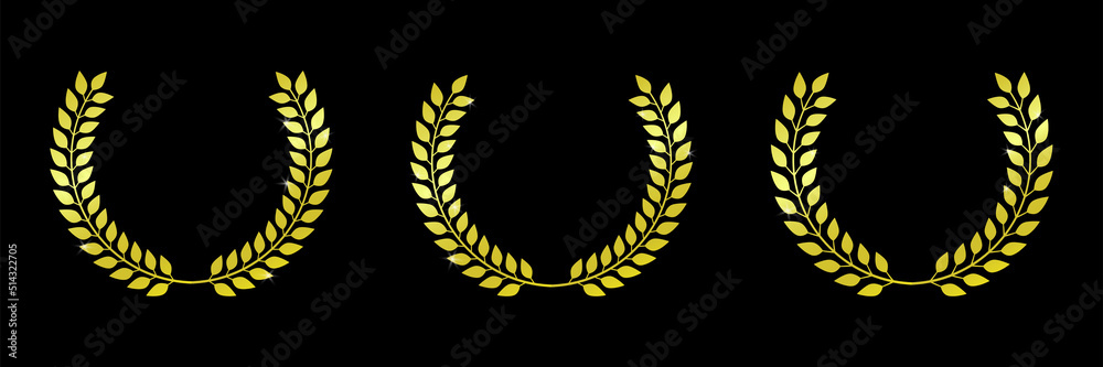 Golden laurel wreaths set. Golden laurel wreaths set.