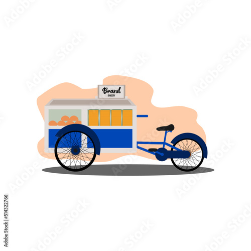 Indonesian bread hawker cart vector illustration