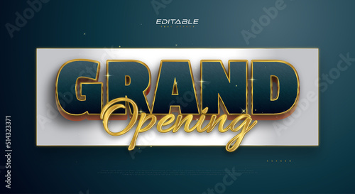 Grand Opening Text Style in Blue and Gold Effect
