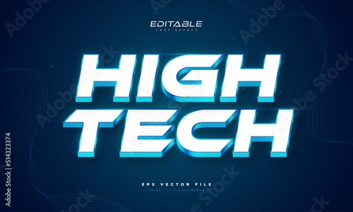 High Tech Text Style in White and Blue 3D Effect