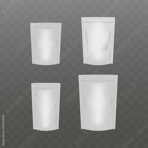 Blank pouches packaging with zipper vector illustration