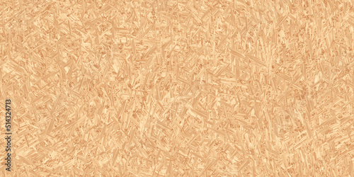 Seamless compressed wood particle board background texture. Tileable light brown pressed redwood, pine or oak fiberboard, plywood or OSB Oriented strand board backdrop pattern. 3D Rendering. . photo
