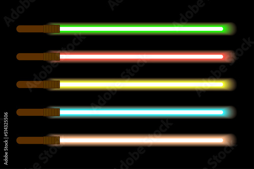 Laser swords on black background. Fight night. Vector illustration. stock image.