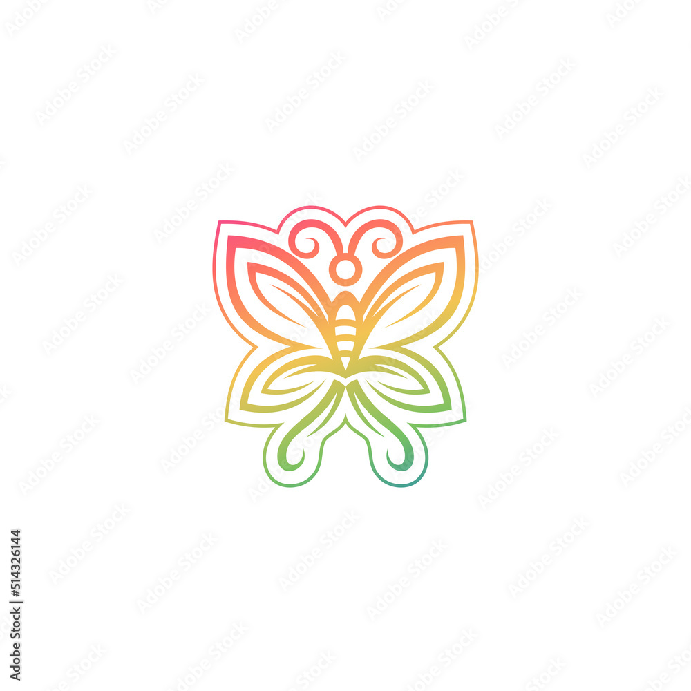 Butterfly logo with 3d colorful design, line style , Beauty icons Butterfly logo with 3d colorful design, line style , Beauty icons