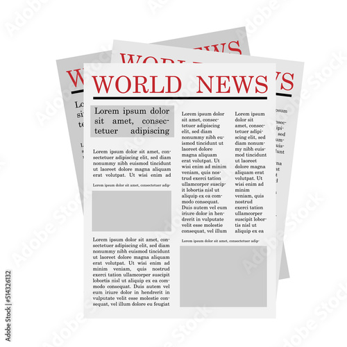 World news newspaper. Financial news. Design template page. Vector illustration. stock image.
