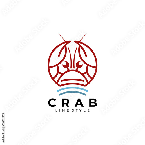 Symbol crab logo with water life design vector, seafood logo design