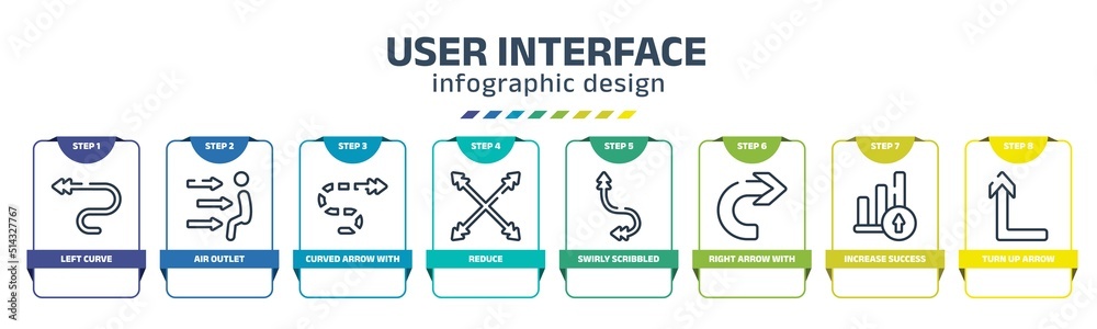 user interface infographic design template with left curve, air outlet ...