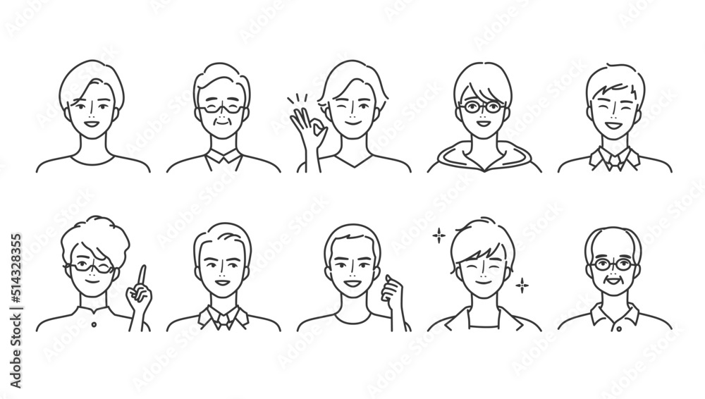 いろいろな年代の笑顔の男性セット いろいろな年代の笑顔の男性セット