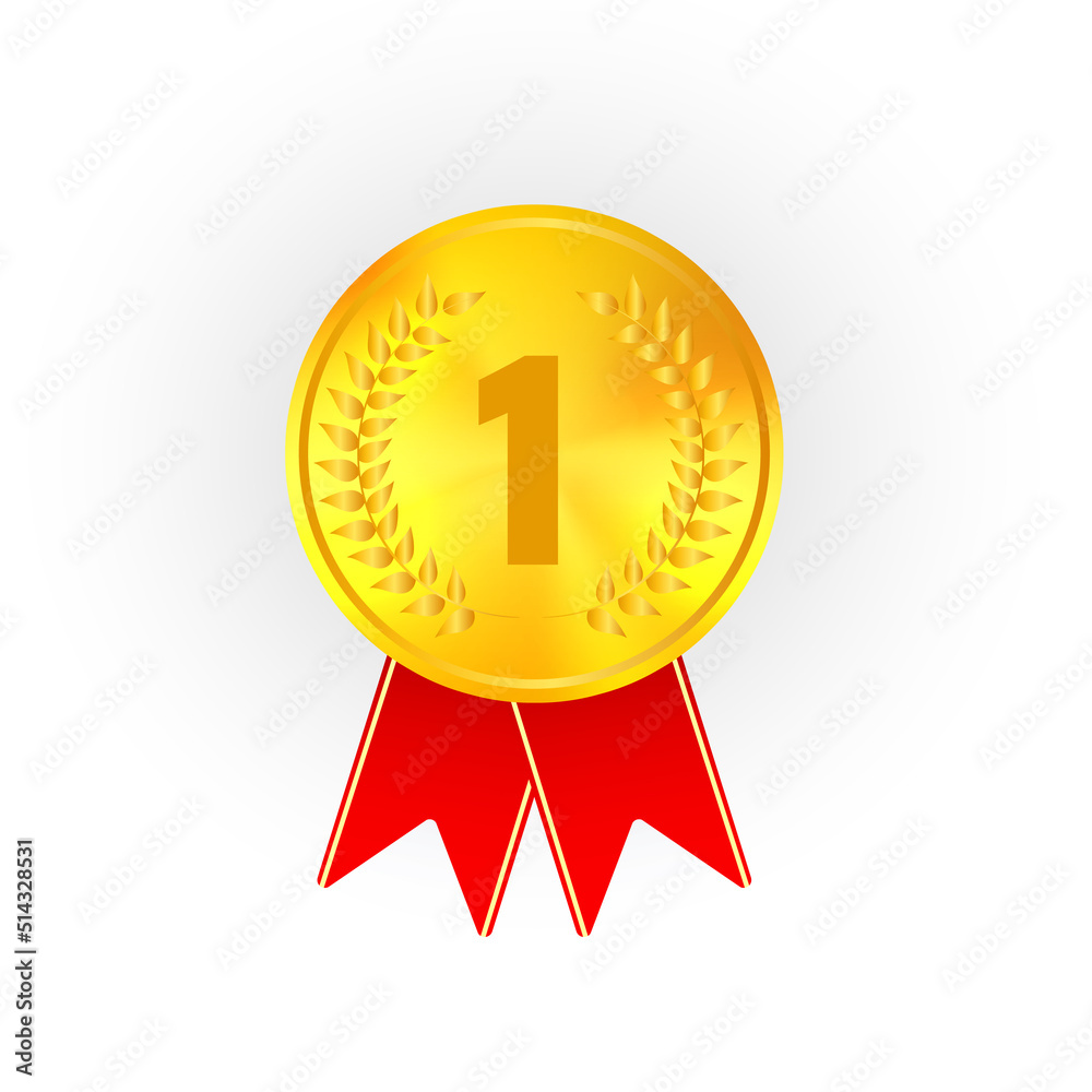 Realistic award medals. Winner medal gold bronze silver first place trophy champion honor best shiny circle ceremony prize,Product and service quality