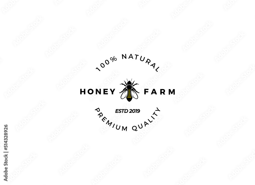 Honey Farm and bee company logo design template. Honey Farm and bee company logo design template.