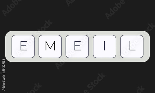 Computer keyboard key with key email. Keyboard keys icon button