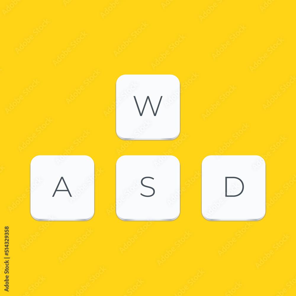 WASD computer keyboard buttons. Desktop interface. Web icon. Gaming and cybersport WASD computer keyboard buttons. Desktop interface. Web icon. Gaming and cybersport
