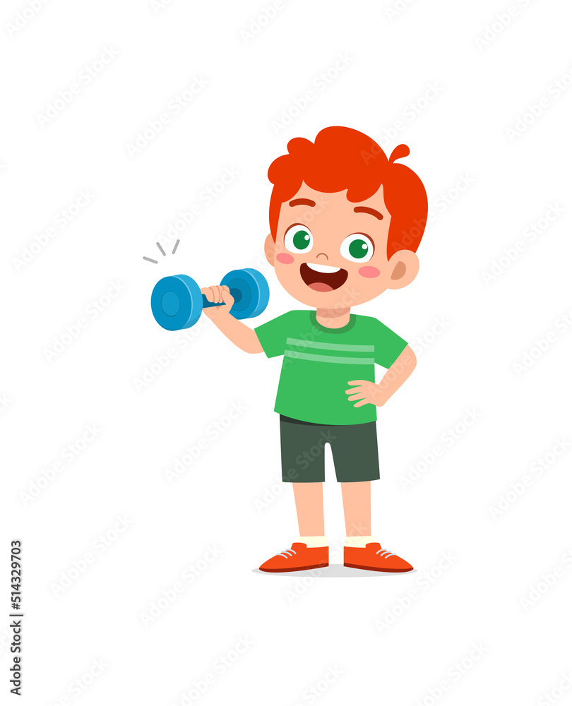 little kid do workout with lift dumbbell little kid do workout with lift dumbbell