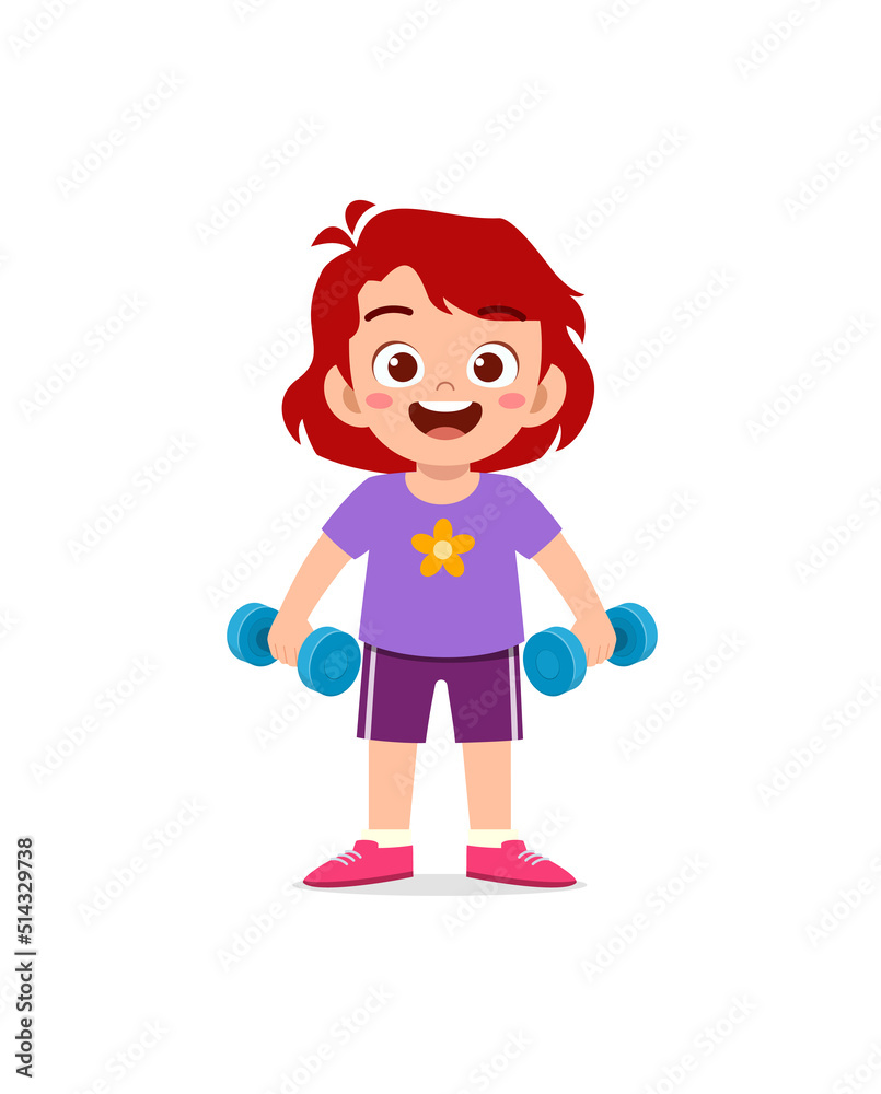 little kid do workout with lift dumbbell little kid do workout with lift dumbbell