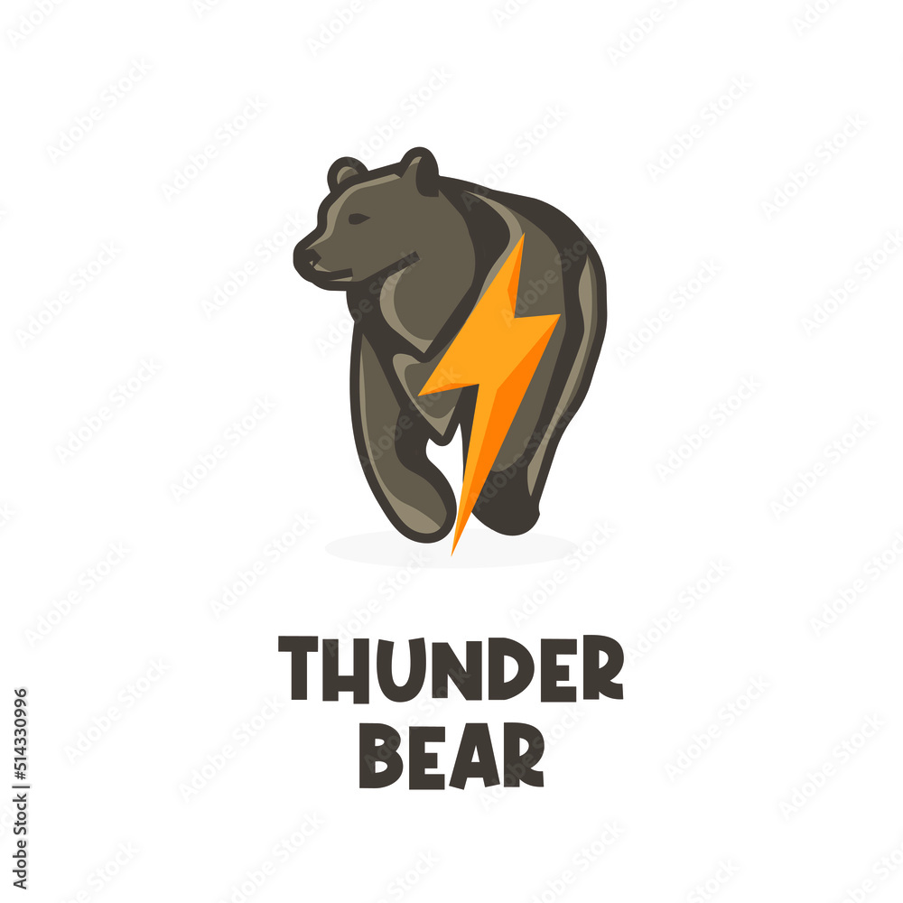 Obraz premium Thunder bear vector illustration logo