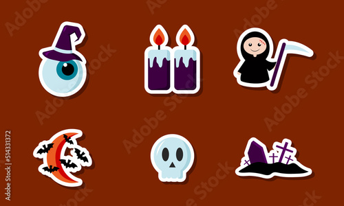Halloween Cute Sticker Set Design