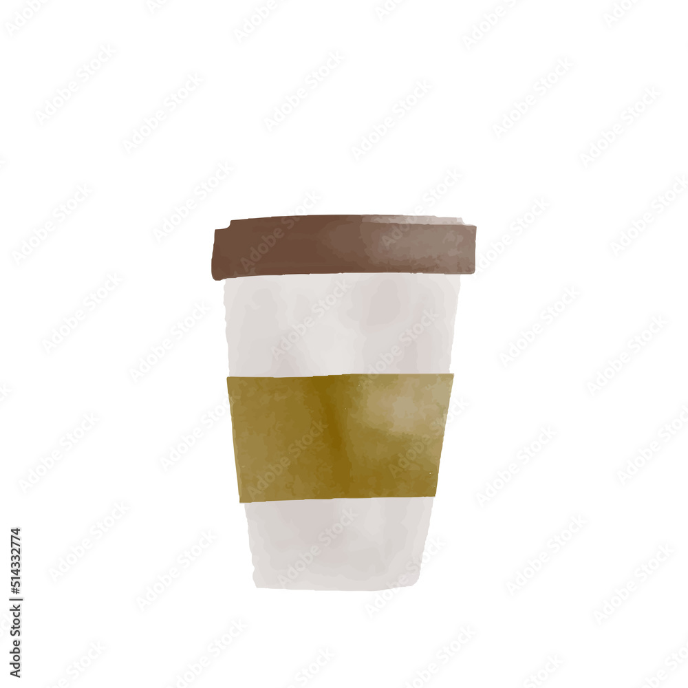 水彩風のコーヒーカップのイラスト