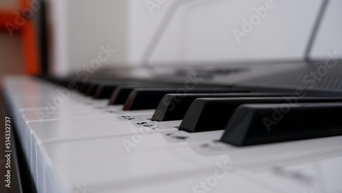 piano and black and white keys, selective, focus