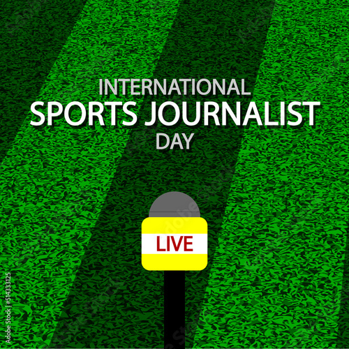 International day of sports journalists microphone, vector art illustration.