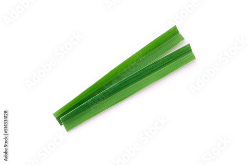 lemongrass leaf slice isolated on white background , top view , flat lay.