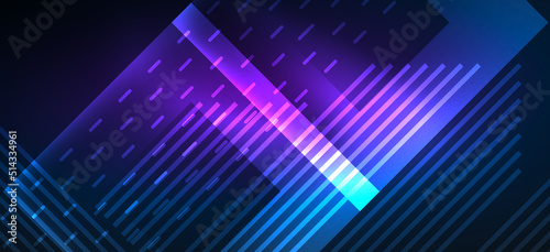 Background wallpaper neon glowing lines and geometric shapes. Dark wallpaper for concept of AI technology  blockchain  communication  5G  science  business and technology