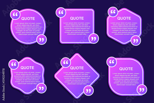 quote box frame bubble speech modern color set premium vector template collection