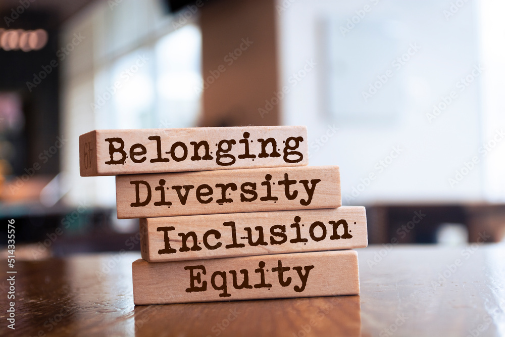 Equity, Diversity, Inclusion And Belonging Symbol. Wooden Blocks With ...