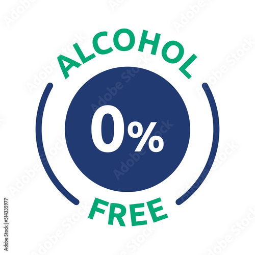 Alcohol-free sign label vector 0% symbol illustration.