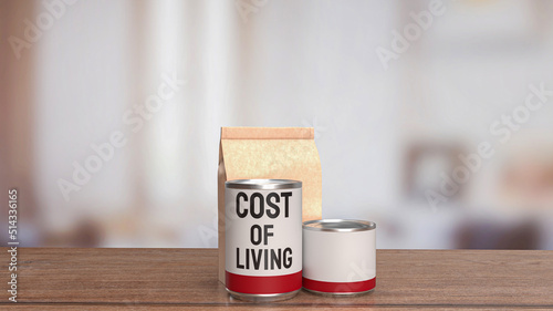 Fotografi food product for cost of living concept 3d rendering