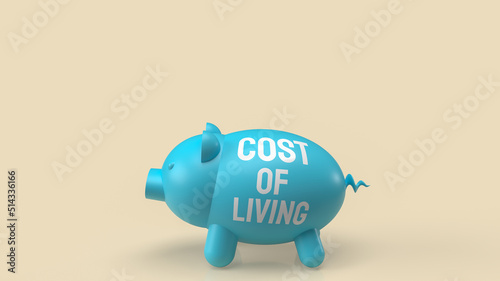 blue piggy bank for cost of living concept 3d rendering photo