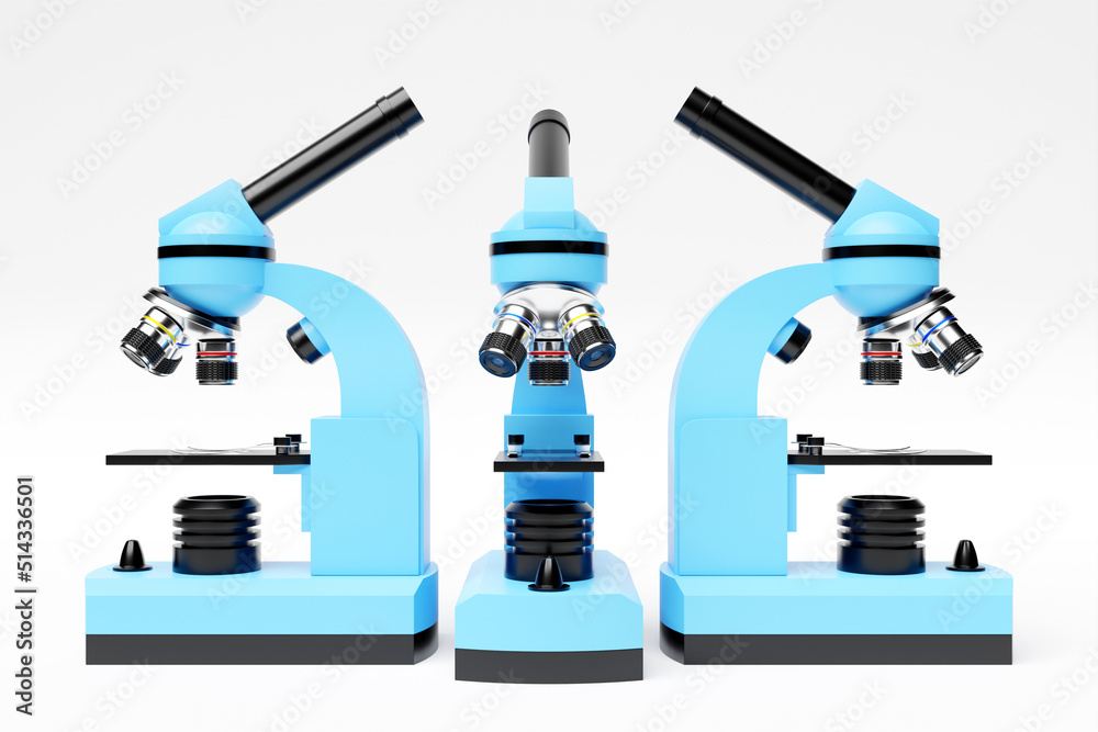 Realistic 3d microscope, laboratory equipment. Microscope for ...