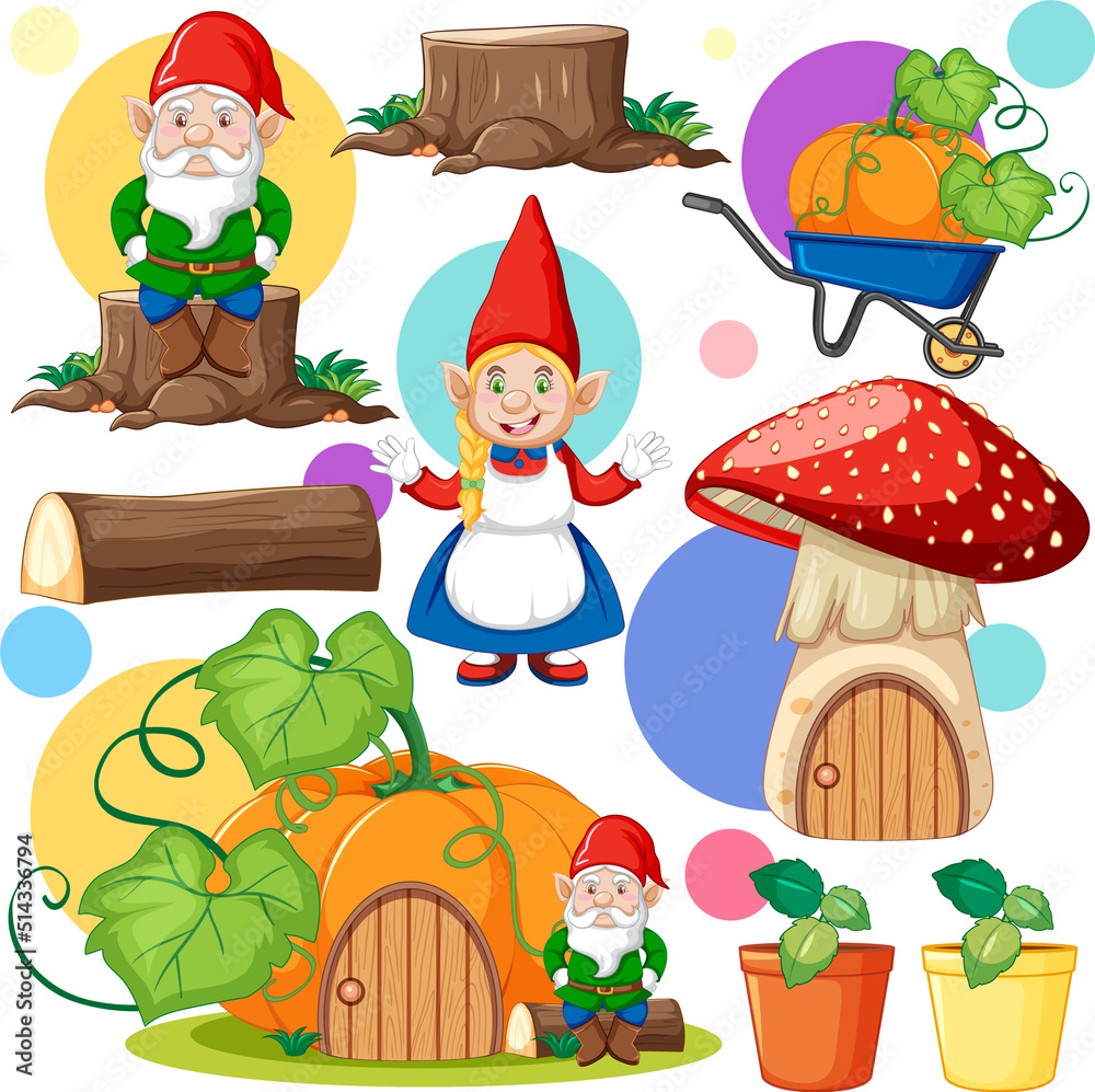 Fototapeta premium Fantasy fairy gnome seamless