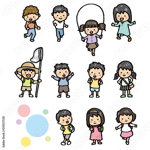 子供のイラストのセット