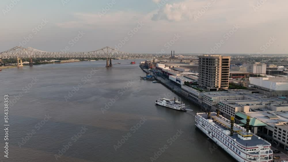 Aerial view of the Mississippi River Bridge in New Orleans Aerial view of the Mississippi River Bridge in New Orleans