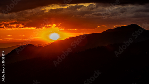 Sunset from the Prislop Pass  Rodna  Rodnei  Mountains  Carpathians  Romania.