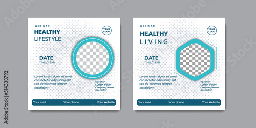 Modern social media post templates with halftone. Suitable for health webinars, health poster, business webinar, online classes and other online seminars.