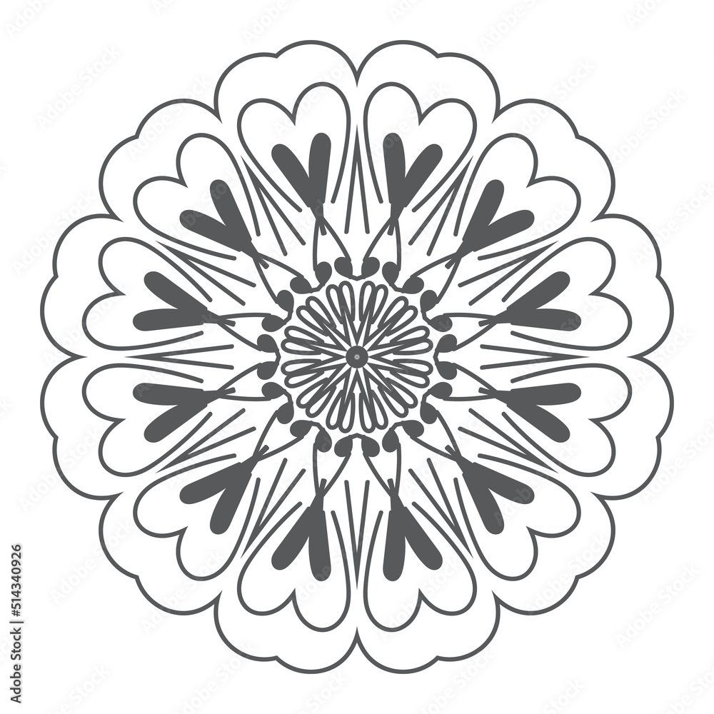 
Mandala ornament outline doodle hand-drawn illustration. Vector henna tattoo style, can be used for textile, coloring books,
phone case print, greeting cards

