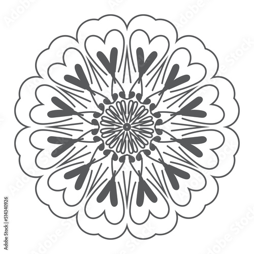 Fototapeta Naklejka Na Ścianę i Meble -  
Mandala ornament outline doodle hand-drawn illustration. Vector henna tattoo style, can be used for textile, coloring books,
phone case print, greeting cards

