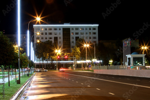 Uzbekistan, View of Tashkent streets in night photo