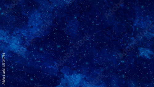 Artistic hand painted multi layered dark blue background. dark blue nebula sparkle purple star universe in outer space horizontal galaxy on space. navy blue watercolor and paper texture. wash aqua