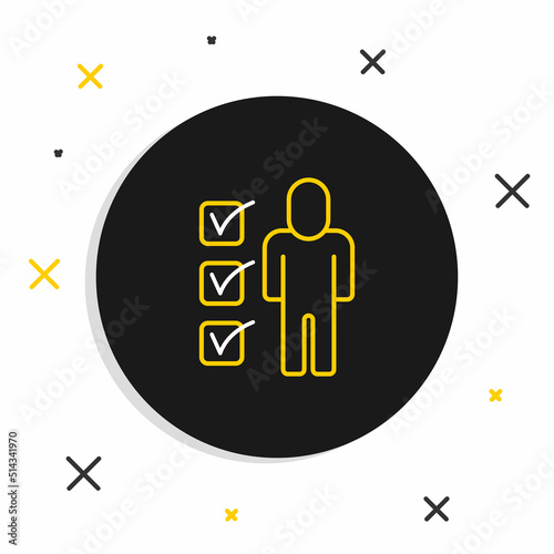 Line Resume icon isolated on white background. CV application. Searching professional staff. Analyzing personnel resume. Colorful outline concept. Vector