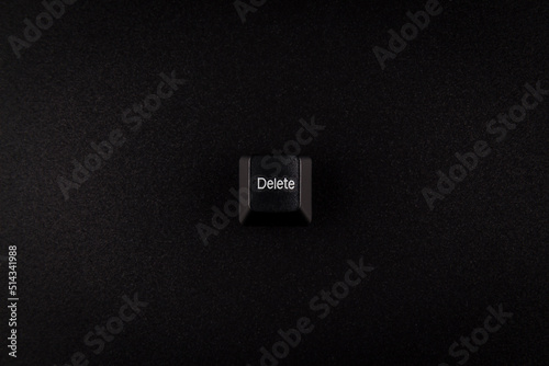Delete button on black background photo
