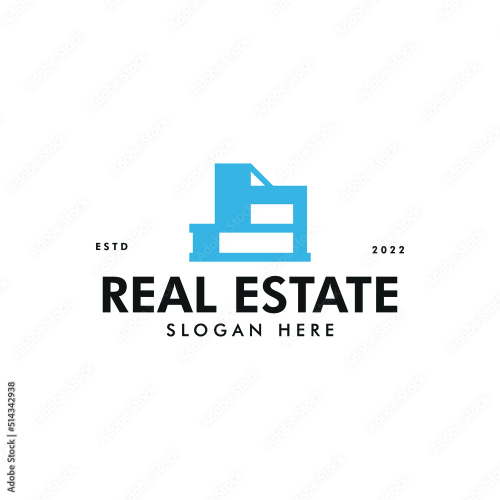 Creative real estate logo vector design template. Urban estate property logo design vector illustration with flat, simple and modern styles isolated on white background. Creative real estate logo vector design template. Urban estate property logo design vector illustration with flat, simple and modern styles isolated on white background.