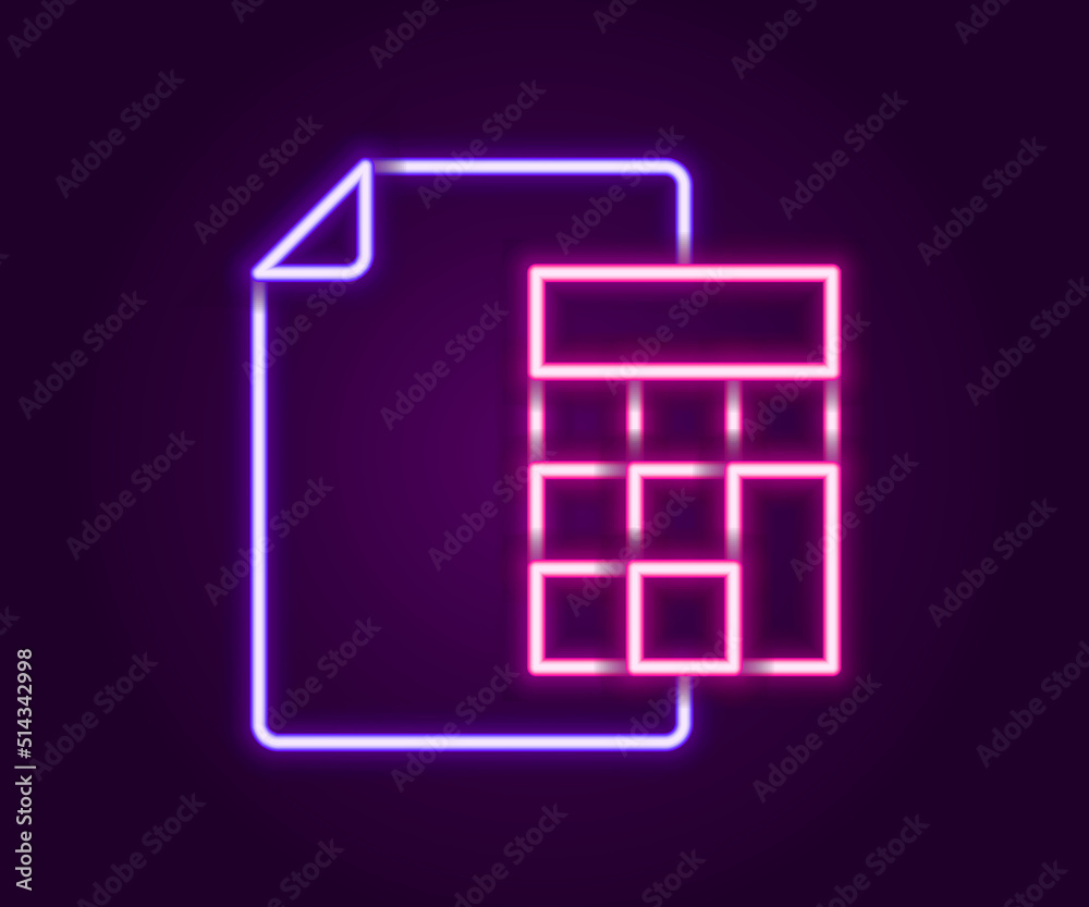 Glowing neon line Calculator icon isolated on black background. Accounting symbol. Business calculations mathematics education and finance. Colorful outline concept. Vector Glowing neon line Calculator icon isolated on black background. Accounting symbol. Business calculations mathematics education and finance. Colorful outline concept. Vector