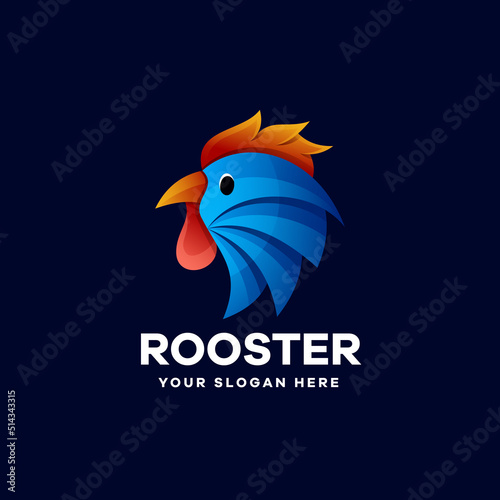 Vector Logo Gradient Mascot Rooster