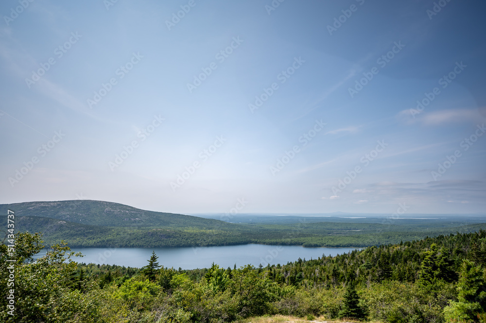 Scenic Overlook of Echo Lake in Acadia National Park, Maine, USA