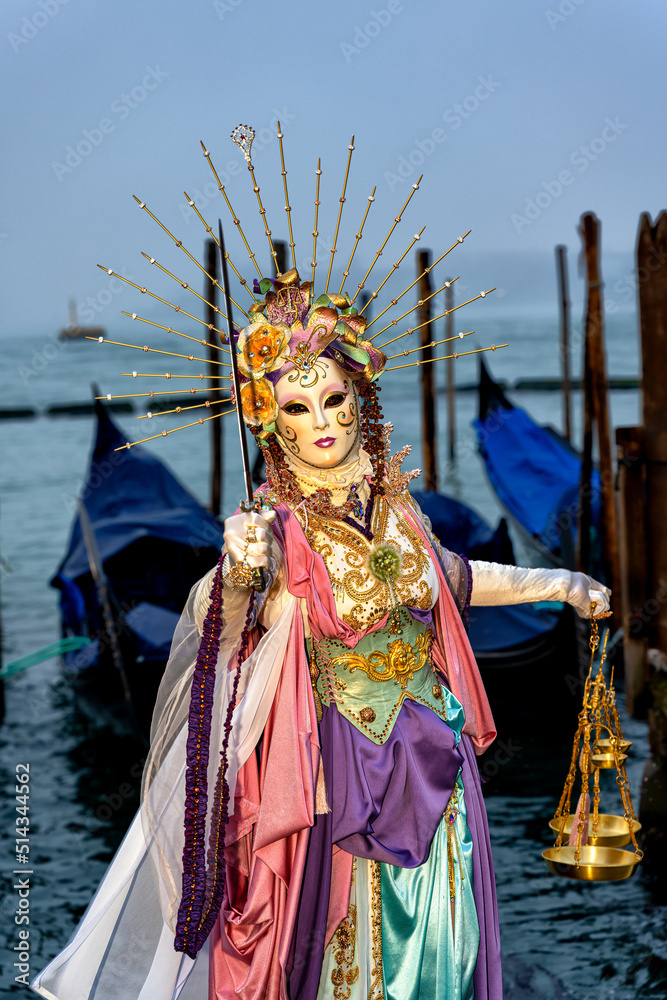 Traditional masked costumes in Venice, Italy